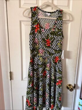 LuLaRoe Tropical Floral Maxi Dress in Black, White, Green, Red, Pink